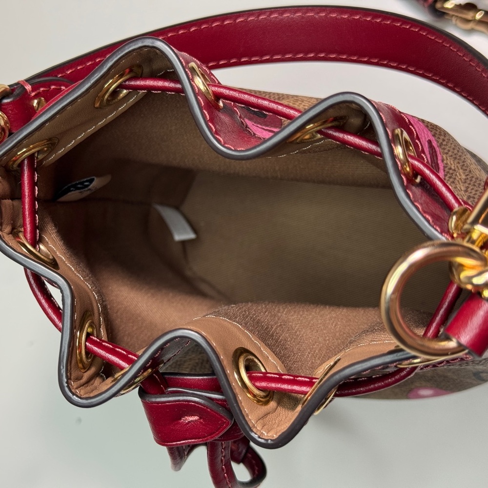 Coach Cherry Print Crossbody Bag - Red and Brown - Picture 6 of 7